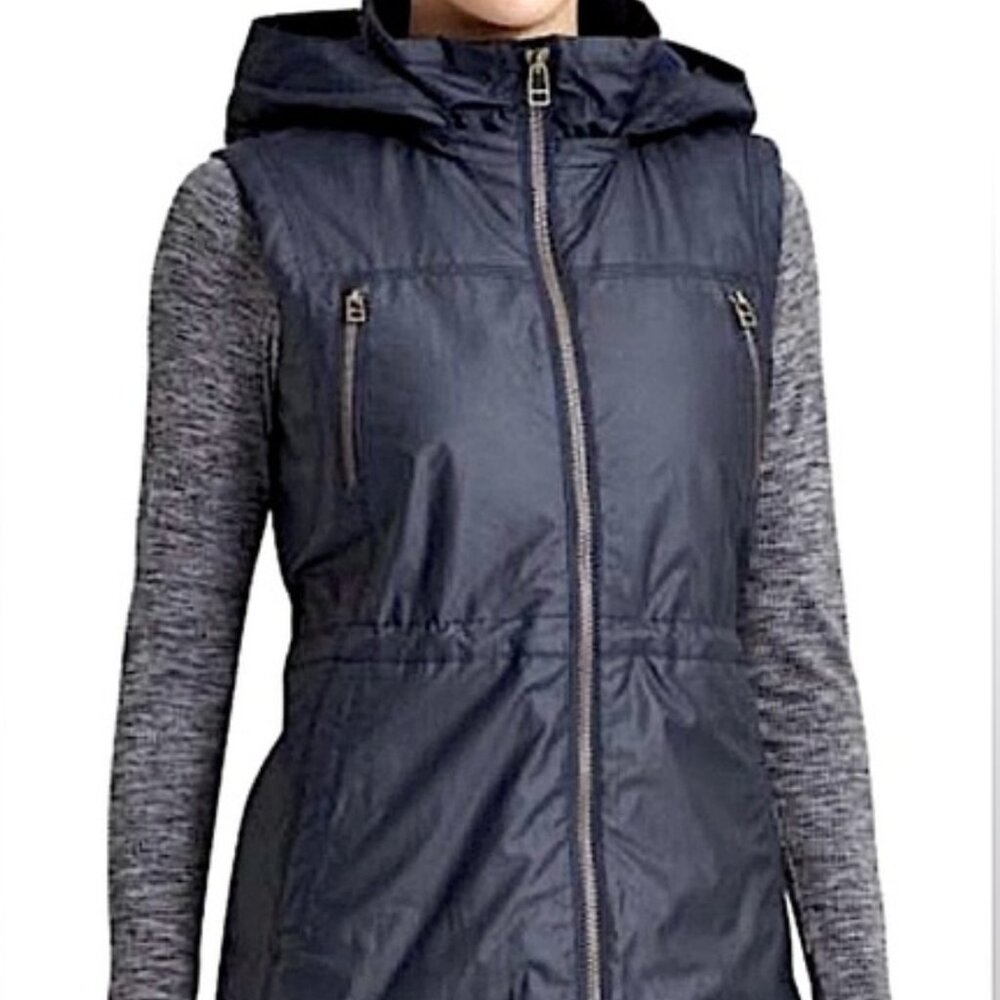 Athleta Rockview Alpine Air Hooded Hoodie Vest Cargo Style Black Small
